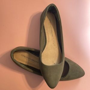Faux shade olive green flats